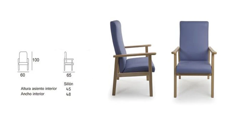 Chaise senior en bois et éco-cuir ignifuge et hygiénique