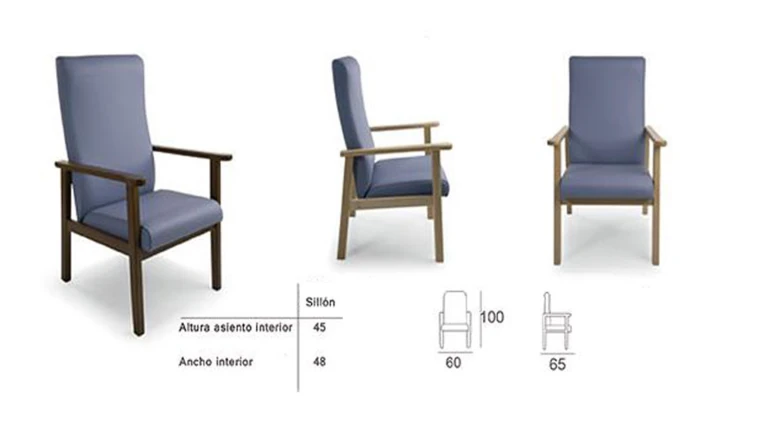 Chaise senior en bois et éco-cuir ignifuge et hygiénique