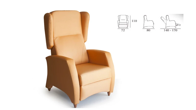 Fauteuil relax conçu pour la gériatrie et très facile à utiliser.