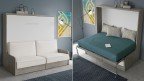 Lit escamotable horizontal autoporteur avec canapé coffre pour murs en plaques de plâtre