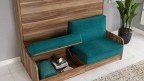 Lit escamotable horizontal autoporteur avec canapé coffre pour murs en plaques de plâtre