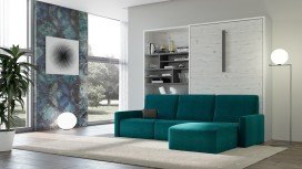 Lit vertical escamotable avec canapé méridienne