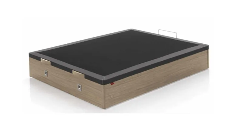 lit coffre en bois naturel avec porte rangement
