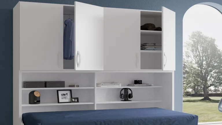 Lit escamotable avec fonctions rangement et bureau