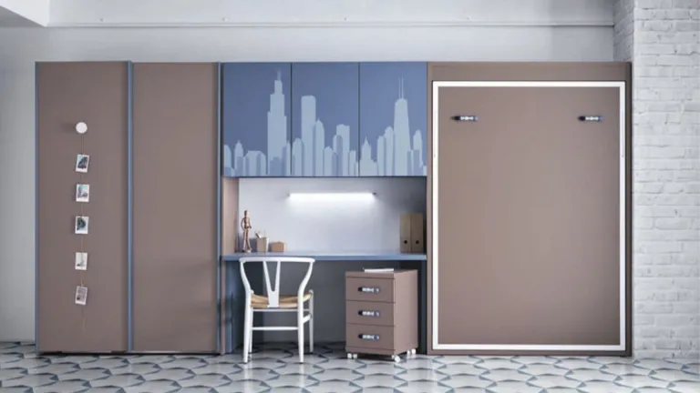 Lit escamotable avec bureau qui s'intègre parfaitement à tous les types d'environnements.