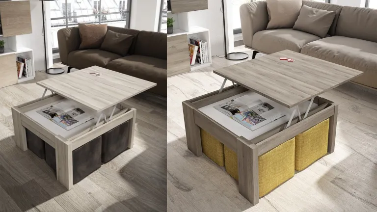 table basse relevable en bois de style nordique conçu pour accueillir vos invités