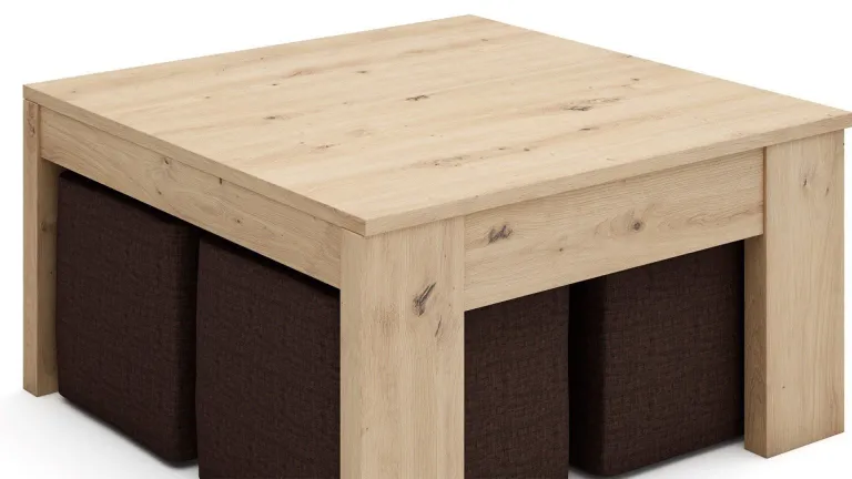 table basse relevable en bois de style nordique conçu pour accueillir vos invités