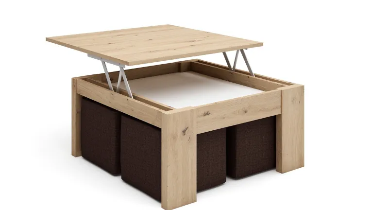 table basse relevable en bois de style nordique conçu pour accueillir vos invités