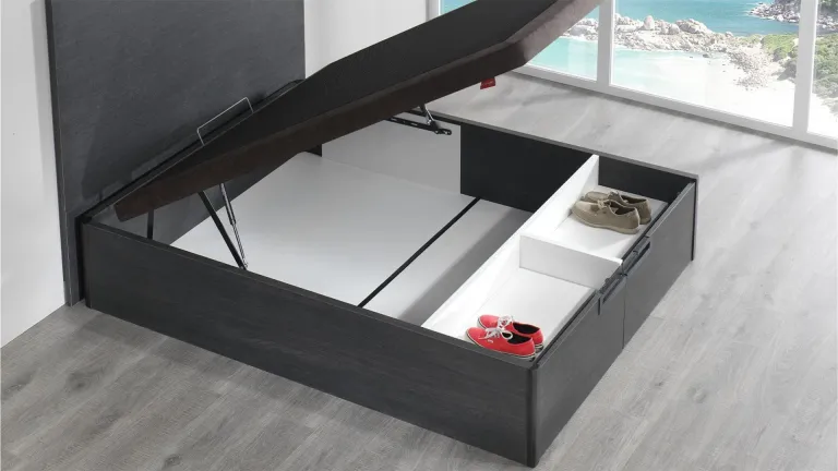 Lit coffre en bois avec 2 grands tiroirs - Boconfort