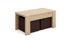 Table basse relevable avec 2 poufs confortables