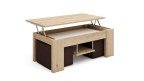 Table basse relevable avec poufs