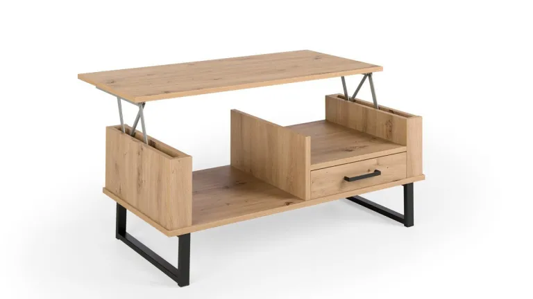 Table basse plateau relevable avec tiroir de rangement à l'intérieur