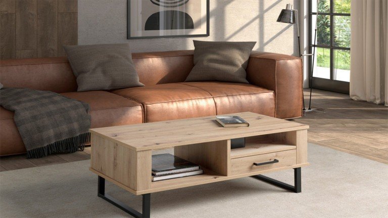 Table basse plateau relevable avec tiroir de rangement à l'intérieur