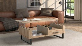 Table basse plateau relevable avec tiroir de rangement à l'intérieur