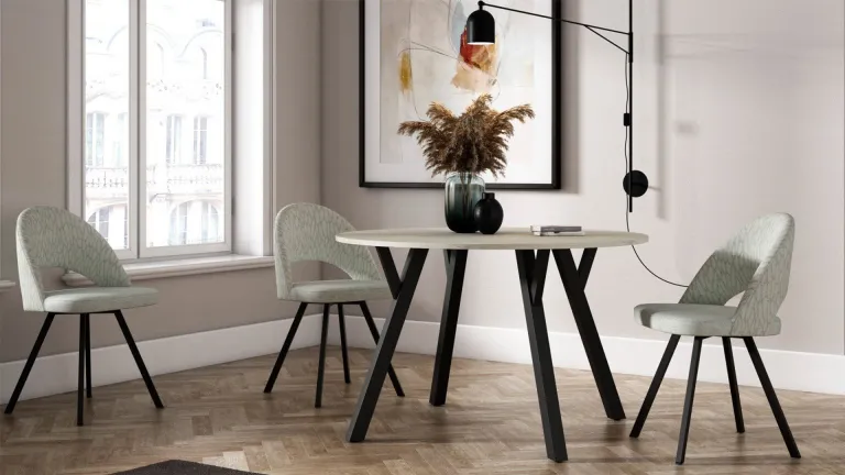 Table fixe design pied métal et plateau anti rayures