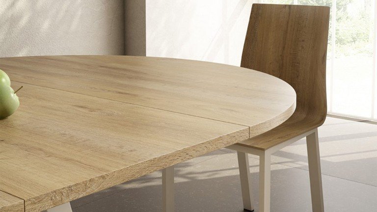 Table ronde extensible en bois et métal