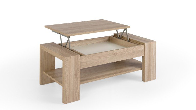 Table basse relevable en bois