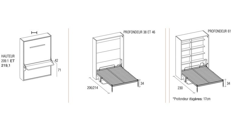 Lit escamotable avec bureau