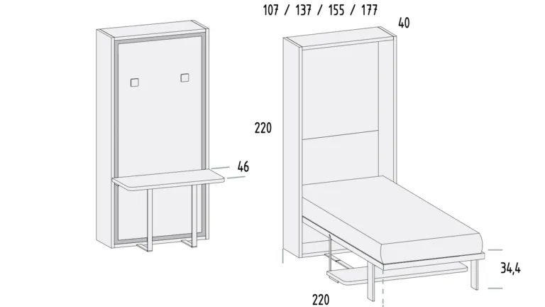 Lit escamotable haut de gamme avec tablette bureau