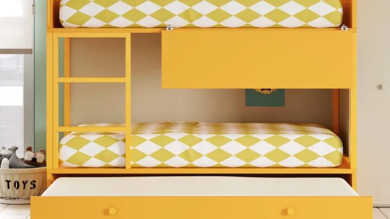 Lit superposé en bois écologique avec barrière très sécurisée