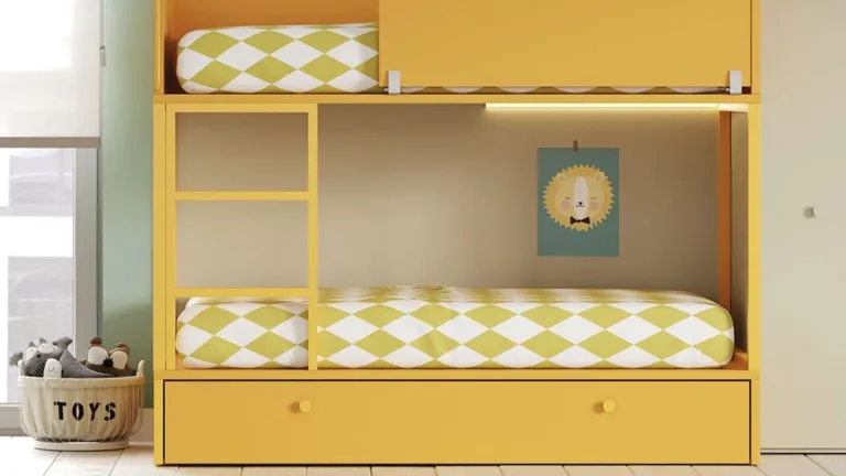 Lit superposé en bois écologique avec barrière très sécurisée