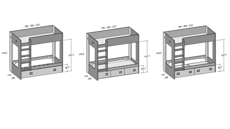 Lit superposé 2 ou 3 couchages pas cher