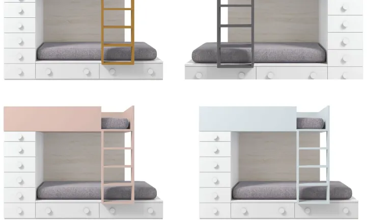 Lit superposé 3 couchages avec 8 rangements