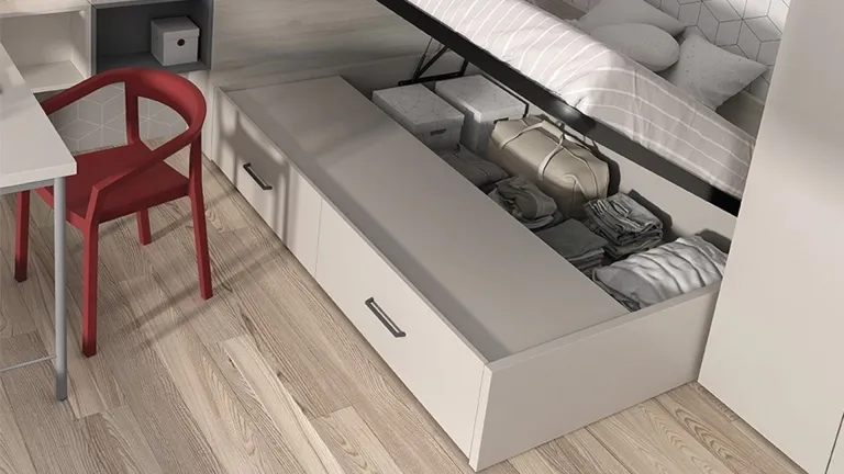 Lit coffre en bois avec ouverture latérale à un prix avantageux