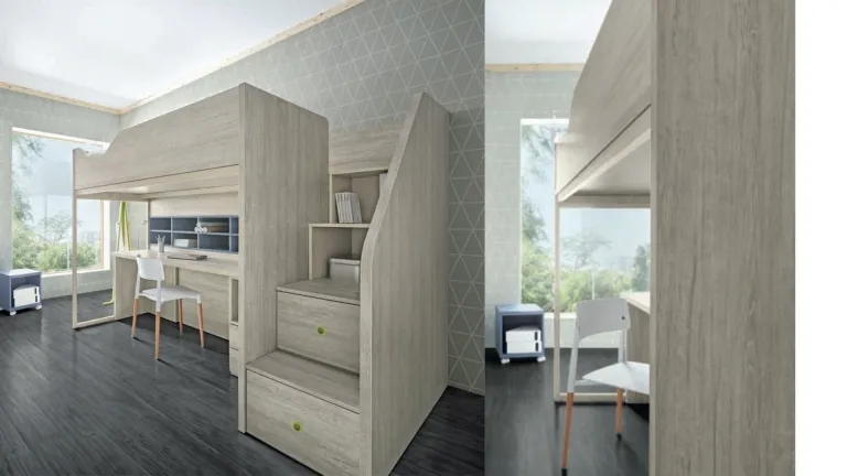 Lit superposé en bois avec bureau à un prix avantageux