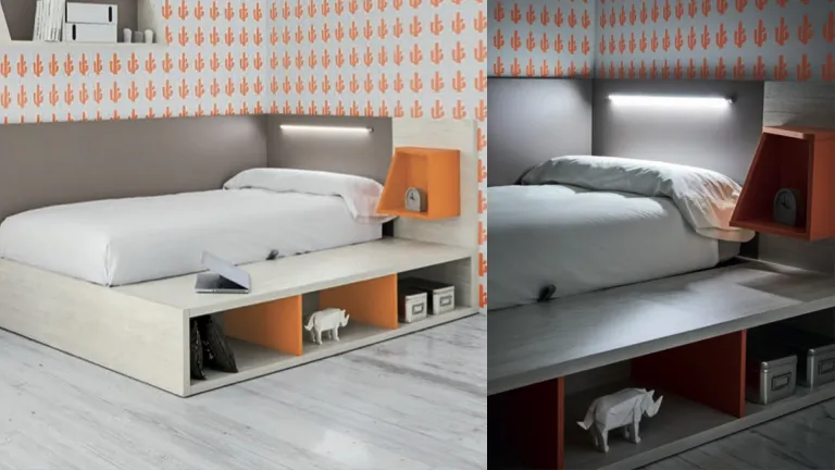 Lit coffre en bois avec ouverture latérale avec rangement à un prix avantageux