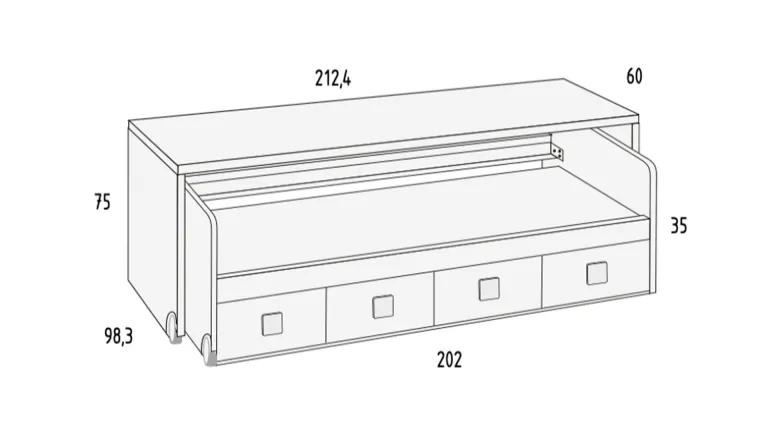 Lit avec bureau intégré