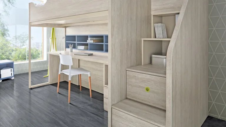 Lit superposé en bois avec bureau à un prix avantageux