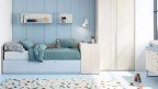 Lit gigogne en bois avec bureau coulissant