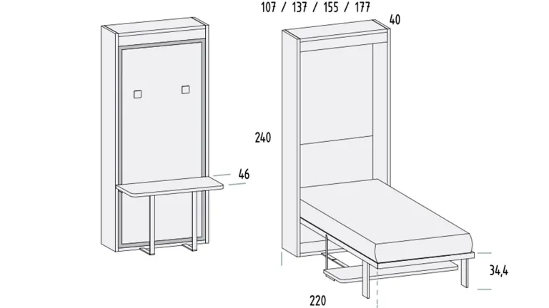 Lit escamotable haut de gamme avec table à manger et bureau