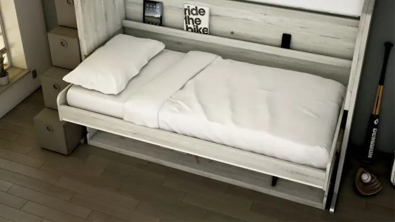 Lit superposé escamotable à ouverture horizontale au design élégant