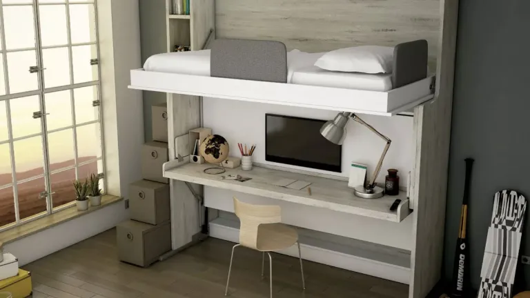 Lit superposé escamotable à ouverture horizontale au design élégant