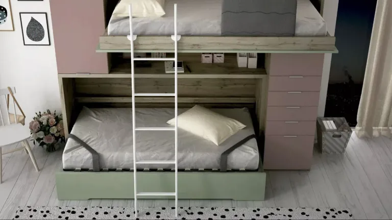 Lit superposé escamotable à ouverture horizontale au design élégant