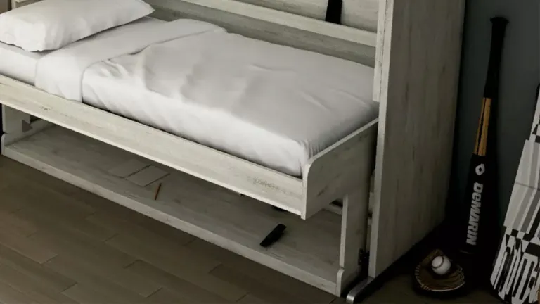 Lit superposé escamotable à ouverture horizontale au design élégant