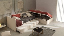 canapé-lit gigogne avec méridienne lit coffre HASPARREN