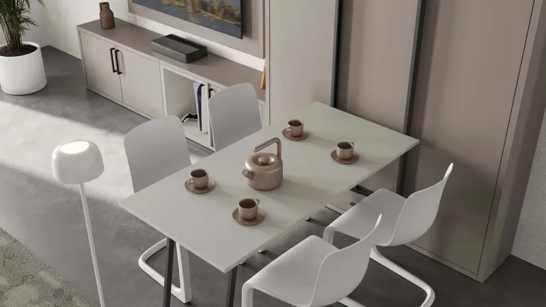Lit escamotable vertical avec bureau intégré fonctionnel