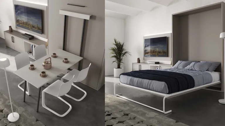 Lit escamotable vertical avec bureau intégré fonctionnel