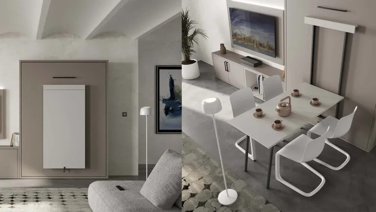 Lit escamotable vertical avec bureau intégré fonctionnel
