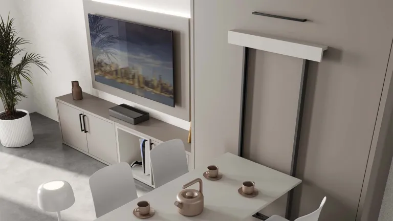 Lit escamotable vertical avec bureau intégré fonctionnel