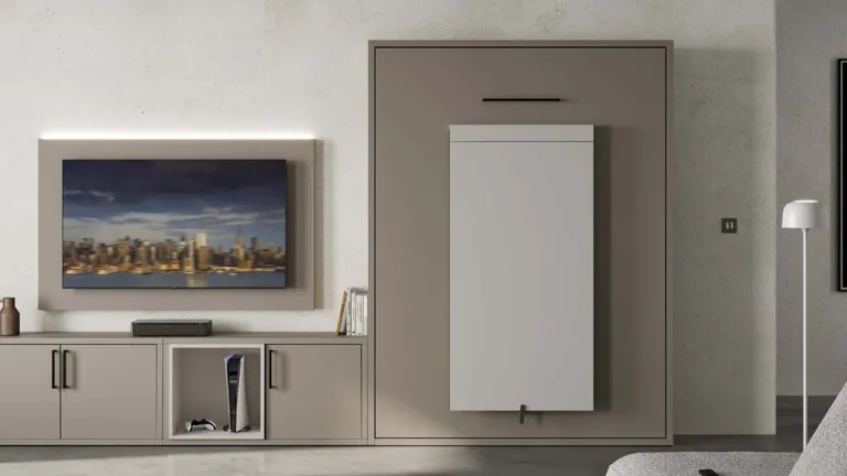 Lit escamotable vertical avec bureau intégré fonctionnel