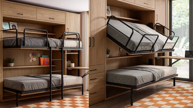 Lit escamotable superposé avec fonction inclinaison