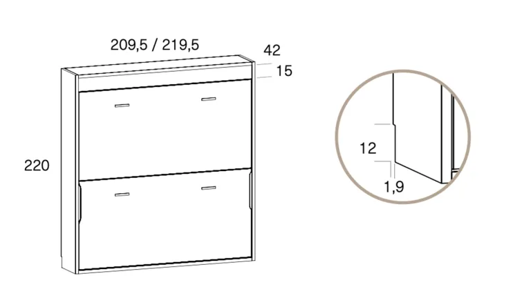 Lit escamotable superposé avec fonction inclinaison