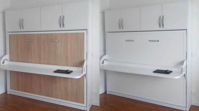 Lit escamotable horizontal avec bureau intégré fonctionnel
