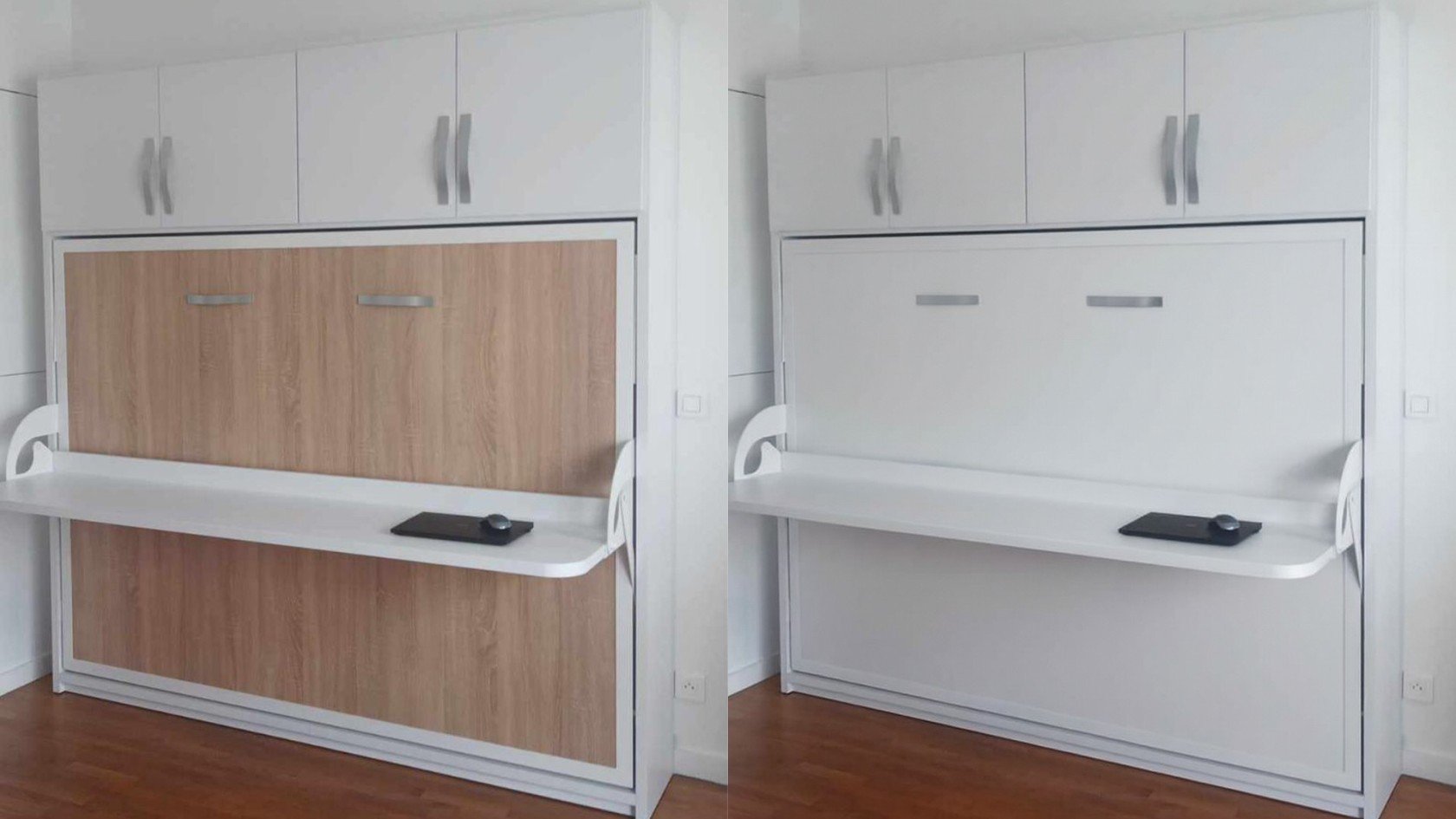 Lit escamotable horizontal avec bureau intégré fonctionnel