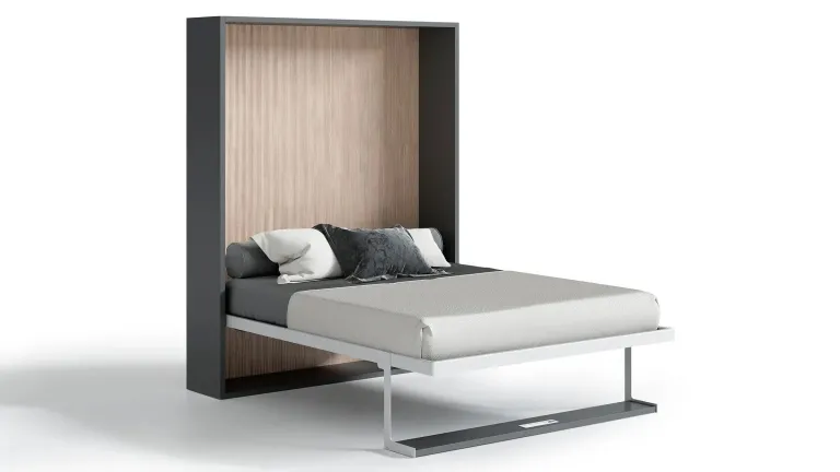 Lit escamotable vertical avec tablette décorative synchronisable