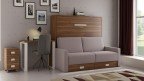 Lit escamotable horizontal avec canapé coffre astucieux